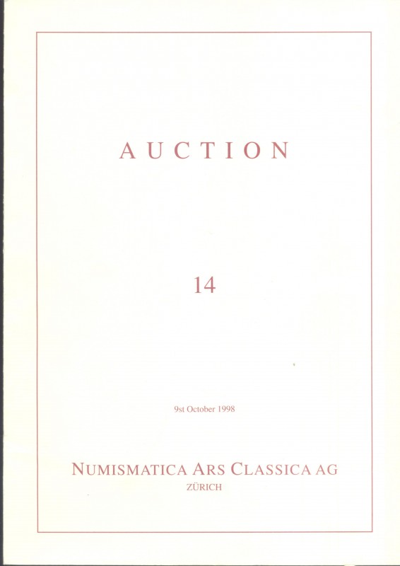 NAC - Auction n 14. Zurich, 9 – October – 1998. Monete Papali. Ril. editoriale, ...