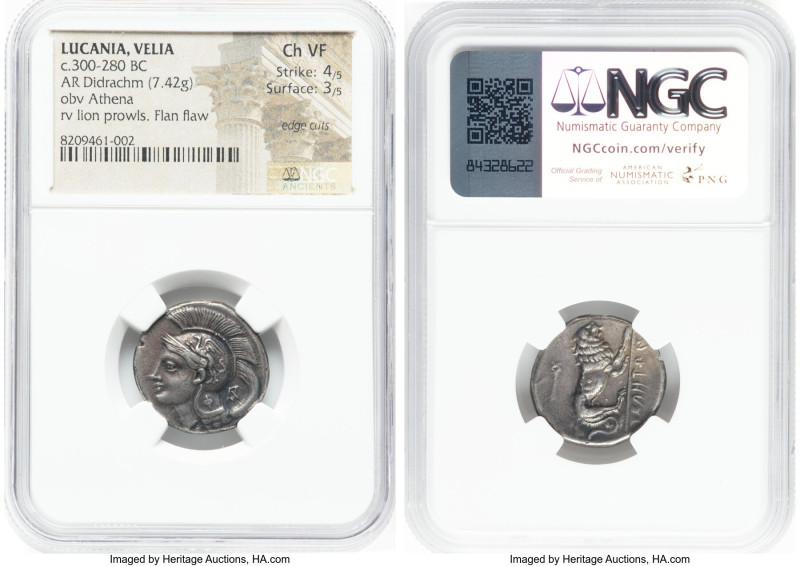 LUCANIA. Velia. Ca. 300-280 BC. AR didrachm (20mm, 7.42 gm, 9h). NGC Choice VF 4...