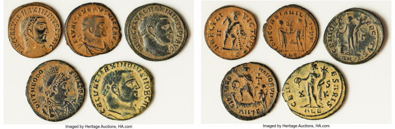 ANCIENT LOTS. Roman Imperial. Lot of five (5) AE3 or BI nummi. VG-Fine. Includes...