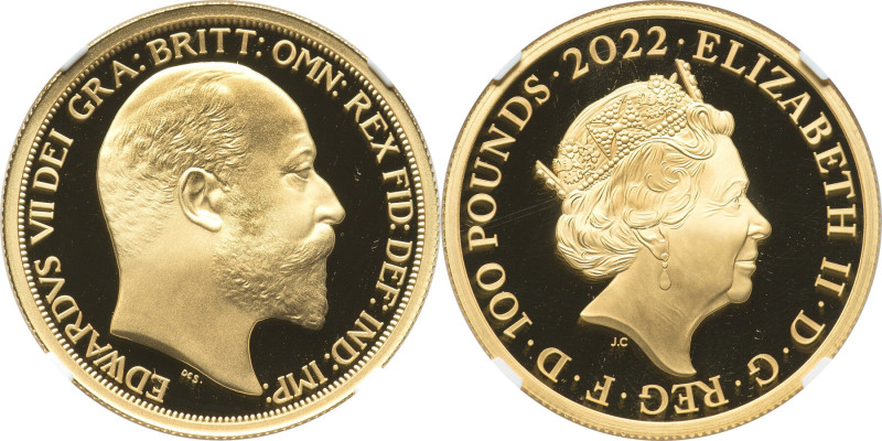 Elizabeth II gold Proof "King Edward VII" 100 Pounds (1 oz) 2022 PR70 Ultra Came...