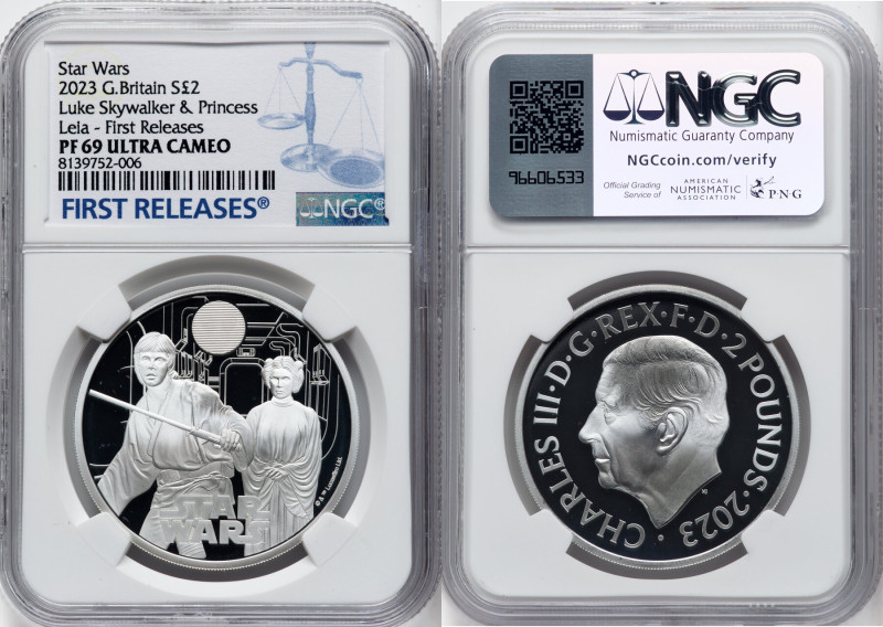 Charles III silver Proof "Luke Skywalker & Princess Leia" 2 Pounds (1 oz) 2023 P...