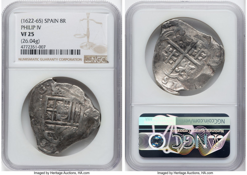 Philip IV Cob 8 Reales (1622-1665) VF25 NGC, Seville mint, KM80, Dav-4410. 26.04...