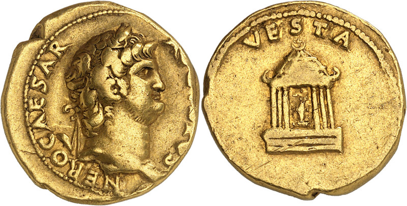 NERO, 54-68

Aureus, Rom, 65-66. NERO CAESAR – AVGVSTVS. Kopf mit Lorbeerkranz...