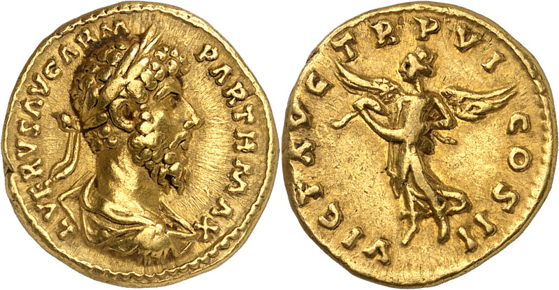 LUCIUS VERUS, 161-169

Aureus, Rom, 166. L VERVS AVG ARM – PARTH MAX. Büste mi...