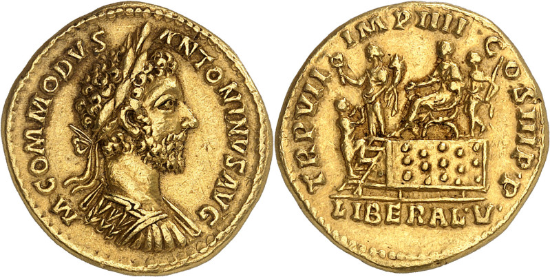 COMMODUS, 177-192

Aureus, Rom, 182. M COMMODVS ANTONINVS AVG. Panzerbüste mit...