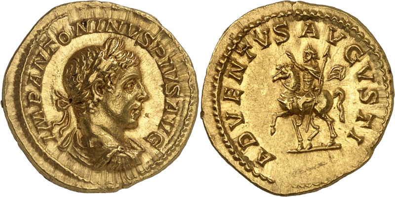 ELAGABALUS, 218-222

Aureus, Rom, 219-220. IMP ANTONINVS PIVS AVG. Büste mit L...