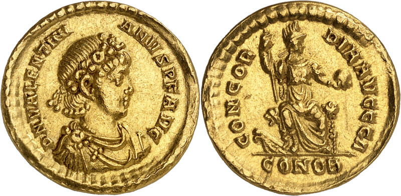 VALENTINIANUS II, 375-392

Solidus, Constantinopolis, 382-383. D N VALENTINI –...