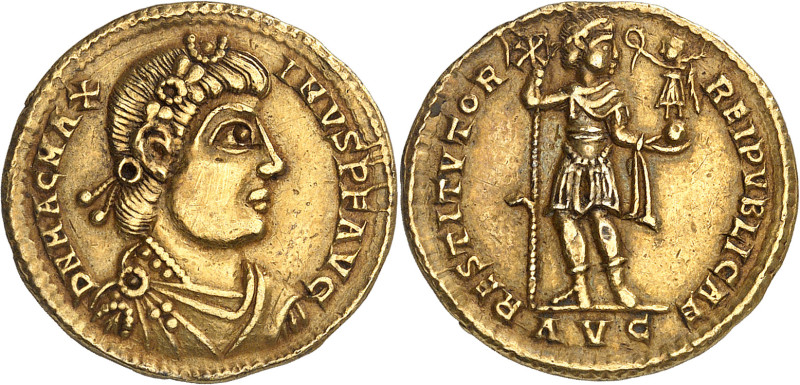 MAGNUS MAXIMUS, 383-388

Solidus, London (Augusta), Frühjahr 383. DN MAG MAX–I...