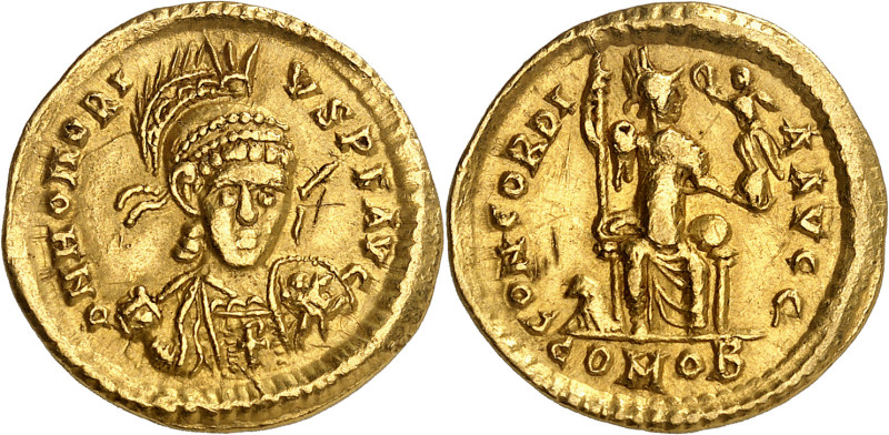 HONORIUS, 393-423

Solidus, Thessalonica, 395/7-402. D N HONORI – VS P F AVG. ...