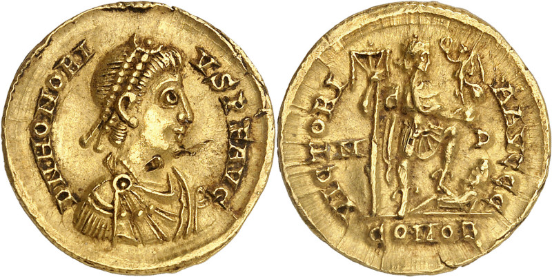 HONORIUS, 393-423

Solidus, Mediolanum (Mailand), 402-406. D N HONORI – VS P F...