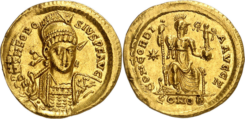 THEODOSIUS II, 408-450

Solidus, Constantinopolis, 7. Offizin 408-420. D N THE...