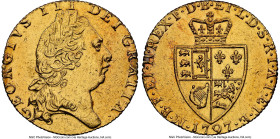 George III gold Guinea 1797 AU Details (Removed From Jewelry) NGC, KM609, S-3729. Fifth bust. An appreciable representative of a type featuring an all...