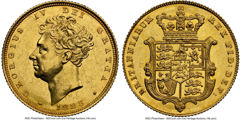 George IV gold "Bare Head" Sovereign 1825 MS61 NGC, KM696, S-3801, Marsh-10 (S)....