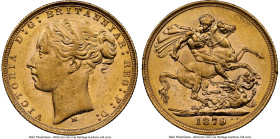 Victoria gold "St. George" Sovereign 1879-M AU58 NGC, Melbourne mint, KM7, S-3857. HID09801242017 © 2024 Heritage Auctions | All Rights Reserved