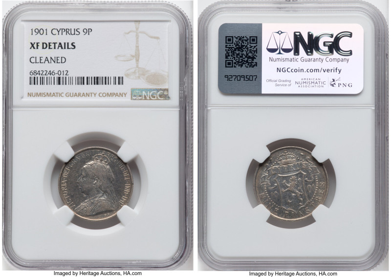 British Colony. Victoria 9 Piastres 1901 XF Details (Cleaned) NGC, KM6. HID09801...