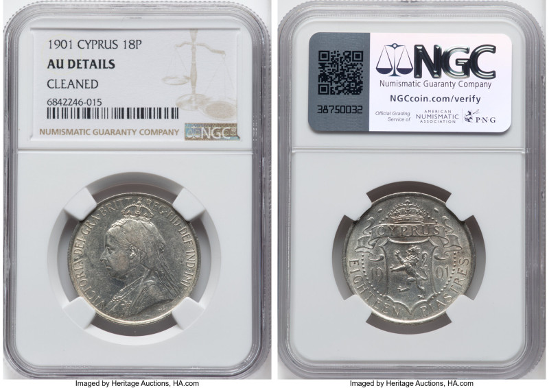 British Colony. Victoria 18 Piastres 1901 AU Details (Cleaned) NGC, KM7. HID0980...