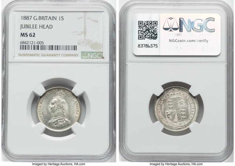 Victoria 3-Piece Lot of Certified Assorted Shillings NGC, 1) Shilling 1887 MS62,...