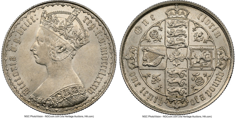 Victoria "Gothic" Florin 1884 MS63 NGC, KM746.4, S-3900. An enchanting and Choic...