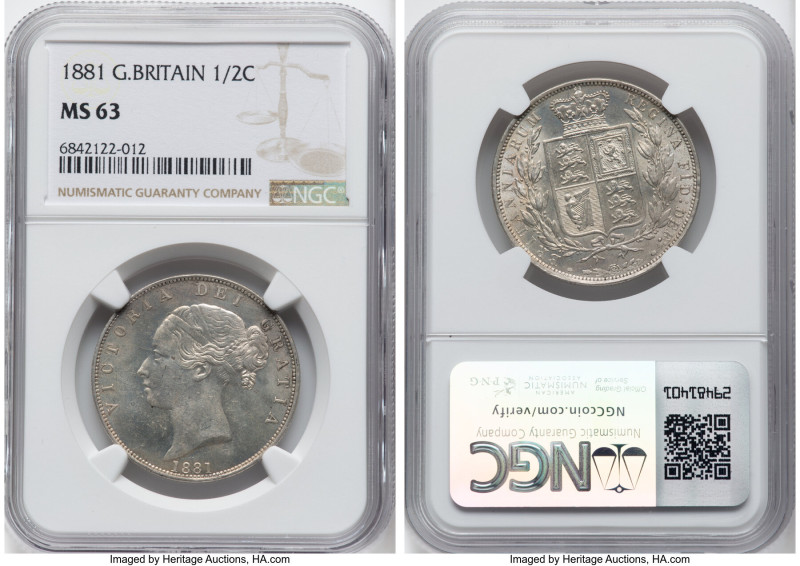 Victoria 1/2 Crown 1881 MS63 NGC, KM756, S-3889. A representative that admits fe...