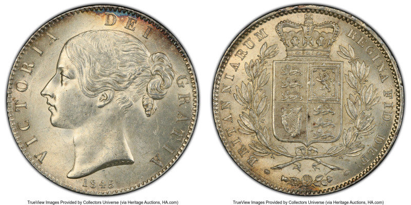 Victoria Crown 1845 UNC Details (Cleaned) PCGS, KM741, S-3882. A stunning repres...