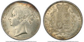 Victoria Crown 1845 UNC Details (Cleaned) PCGS, KM741, S-3882. A stunning representative despite the noted qualifier, and an especially rare occasion ...