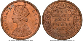 British India. Victoria 1/4 Anna 1874-(c) MS64 Red and Brown NGC, Calcutta mint, KM467. Highly attractive for the type featuring prominent original mi...