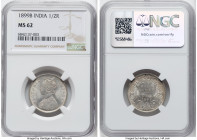 British India. Victoria 1/2 Rupee 1899-B MS62 NGC, Bombay mint, KM491, S&W-6.242. HID09801242017 © 2024 Heritage Auctions | All Rights Reserved