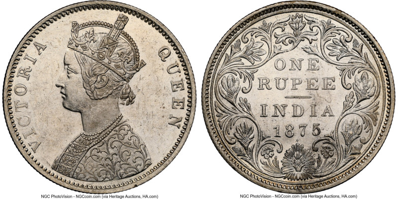 British India. Victoria Rupee 1875-(b) MS62 NGC, Bombay mint, KM473.2. HID098012...