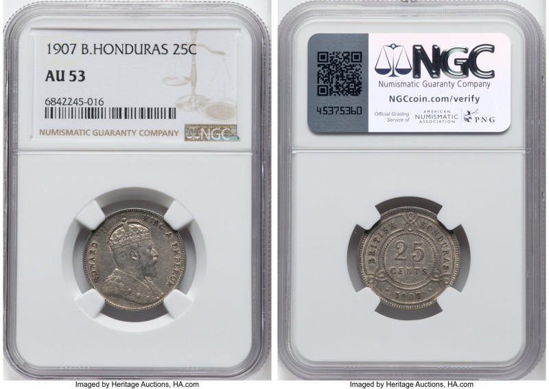 British Colony. Edward VII 25 Cents 1907 AU53 NGC, KM12. HID09801242017 © 2024 H...