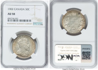 Edward VII 50 Cents 1902 AU58 NGC, London mint, KM12. A near-Mint representative of this first-year emission, appreciable at this preservation, donnin...