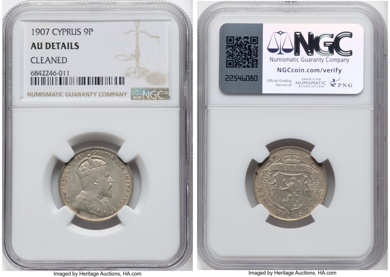 British Colony. Edward VII 9 Piastres 1907 AU Details (Cleaned) NGC, KM9. HID098...