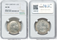 Edward VII 1/2 Crown 1902 AU58 NGC, KM802. An incredibly flashy offering blessed with ample residual brilliance and pleasing cabinet tone. HID09801242...