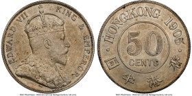 British Colony. Edward VII 50 Cents 1905 MS62 NGC, London mint, KM15, Prid-15. Decorated in a gentle peripheral tone and light central haze. HID098012...