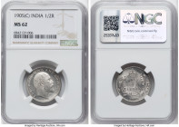 British India. Edward VII 1/2 Rupee 1905-(c) MS62 NGC, Calcutta mint, KM507, S&W-7.56. HID09801242017 © 2024 Heritage Auctions | All Rights Reserved