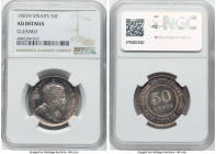 British Colony. Edward VII Pair of Certified Assorted Issues NGC, 1) 50 Cents 1907-H AU Details (Cleaned), KM24 2) 20 Cents 1910-B AU53, Bombay mint, ...