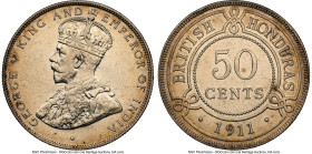 British Colony. George V 50 Cents 1911 AU Details (Rim Filing) NGC, KM18. A fairly scarce offering in any certification, especially with this much rem...