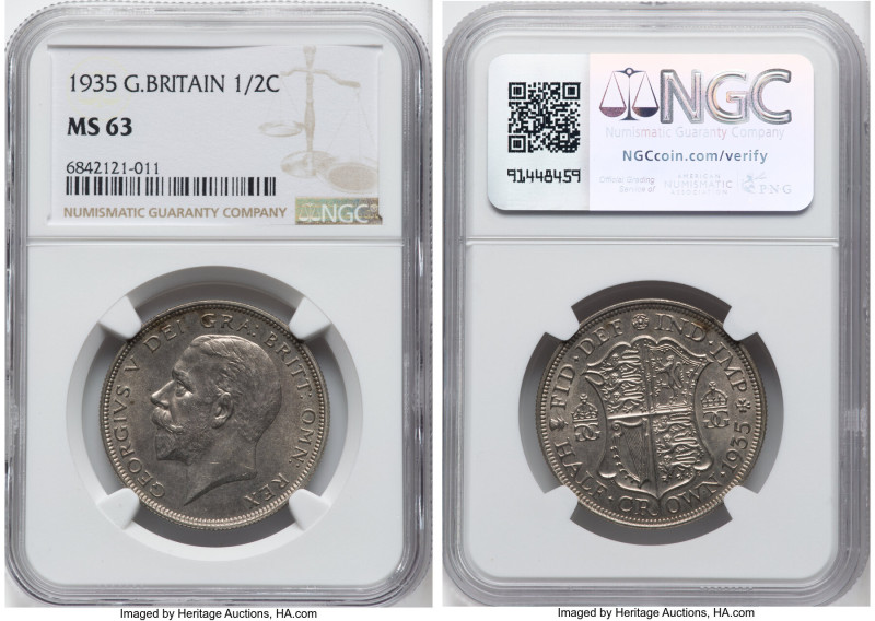 George V 1/2 Crown 1935 MS63 NGC, KM835, S-4037. HID09801242017 © 2024 Heritage ...