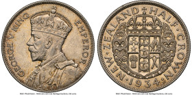 George V Pair of Certified Assorted Issues 1934 AU58 NGC, 1) 1/2 Crown, KM5 2) Florin, KM4 HID09801242017 © 2024 Heritage Auctions | All Rights Reserv...