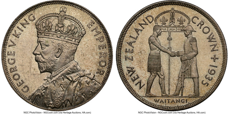 George V Proof "Waitangi" Crown 1935 PR66 NGC, KM6, Dav-433. Mintage: 468. Struc...