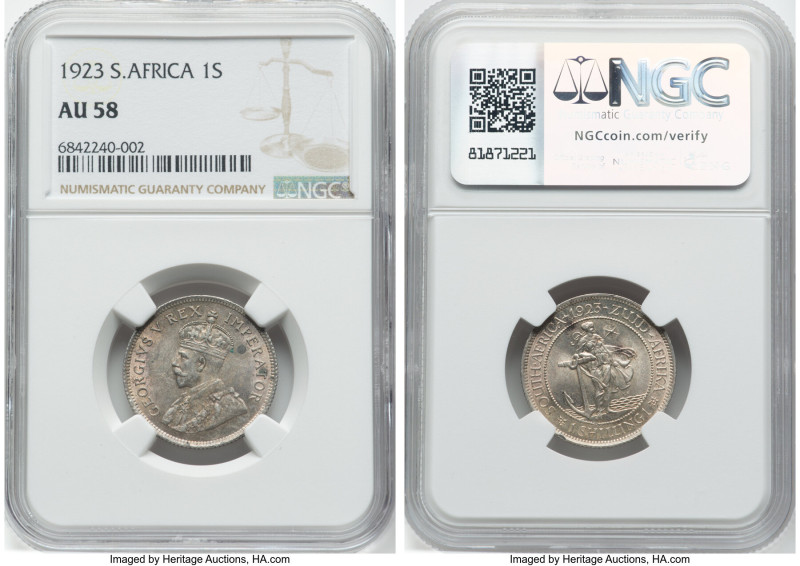 George V Pair of Certified Assorted Shillings NGC, 1) Shilling 1923 AU58, KM17.1...