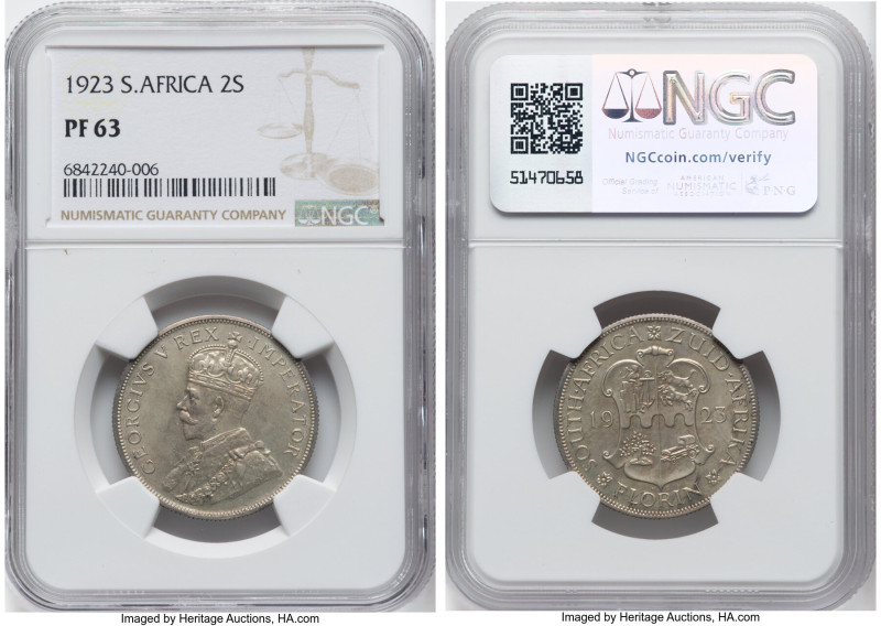 George V Proof Florin 1923 PR63 NGC, KM18. HID09801242017 © 2024 Heritage Auctio...