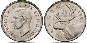 George VI Pair of Certified 25 Cents NGC, 1) 25 Cents 1943 MS63, KM35 2) 25 Cents 1950 MS61, KM44 HID09801242017 © 2024 Heritage Auctions | All Rights...