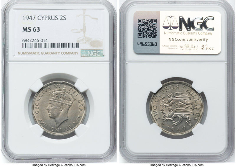 British Colony. George VI Pair of Certified 2 Shillings NGC, 1) 2 Shillings 1947...