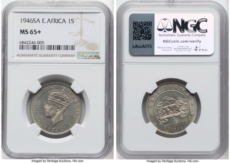 British Colony. George VI Shilling 1946-SA MS65+ NGC, Pretoria mint, KM28.4. The...