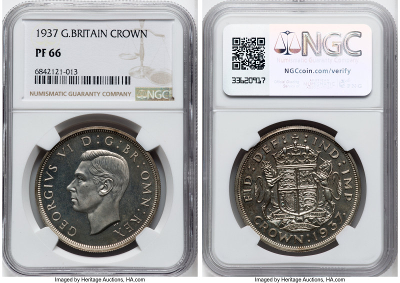 George VI Proof Crown 1937 PR66 NGC, KM857, S-4079. Exceedingly flashy for the t...