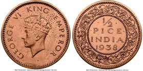 British India. George VI Restrike 1/2 Pice 1938-(c) PR63 Red NGC, Calcutta mint, KM528, S&W-9.254. HID09801242017 © 2024 Heritage Auctions | All Right...