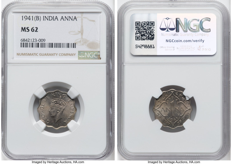 British India. George VI 6-Piece Lot of Certified Assorted Issues NGC, 1) Anna 1...