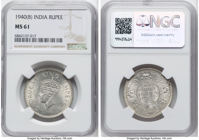 British India. George VI 4-Piece Lot of Certified Assorted Issues NGC, 1) Rupee ...