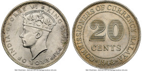 British Colony. George VI 20 Cents 1943 MS64 NGC, KM5a. HID09801242017 © 2024 Heritage Auctions | All Rights Reserved