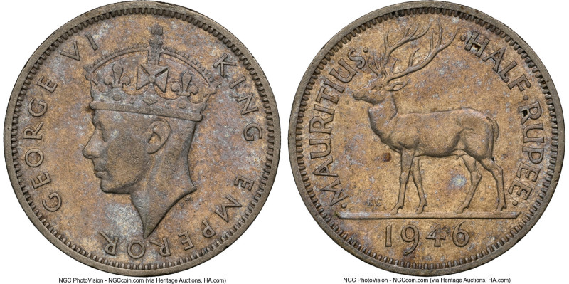 British Colony. George VI 1/2 Rupee 1946 AU50 NGC, KM23. HID09801242017 © 2024 H...